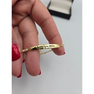 Gold Tone Bar Bracelet Love You More Cubic‎ Zirconia Adjustable